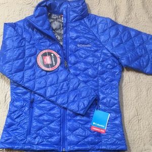 New! Columbia White Pine Thermal Coil Blue Quilted Packable Jacket Large